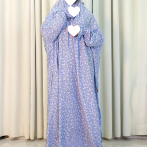 Lilac Blue Floral Salat Long Khimar
