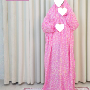 Pink Daisy Floral Salat Long Khimar