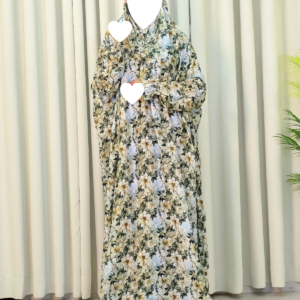 Royal Olive Floral Salah Long Khimar