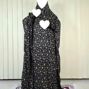 Black Gold Floral Salat Long Khimar