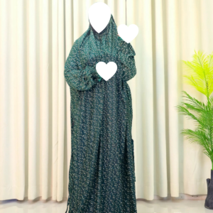 Deep Green Floral Salat Long Khimar