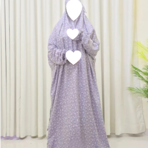 Lavender Grey Floral Salat Long Khimar